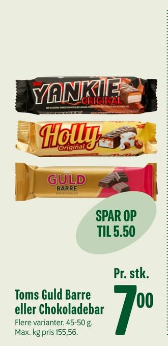 Min Købmand Toms Guld Barre eller Chokoladebar tilbud