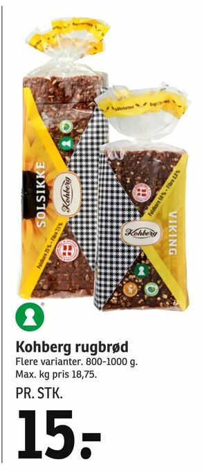 SPAR Kohberg rugbrød tilbud