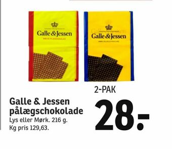 SPAR Galle & Jessen pålægschokolade tilbud
