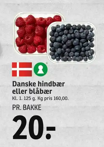 SPAR Danske hindbær eller blåbær tilbud