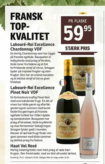 SPAR Labouré-Roi Excellence Chardonnay VDF, Labouré-Roi Excellence Pinot Noir VDF, Haut Vol Rosé tilbud