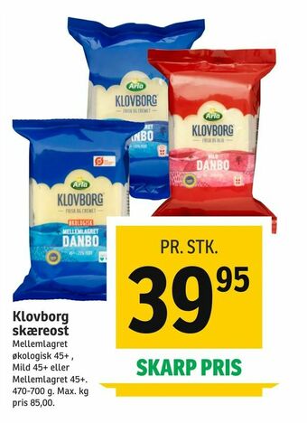 SPAR Klovborg skæreost tilbud