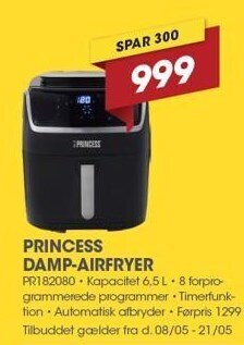Punkt1 Princess damp-airfryer tilbud