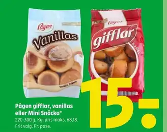 Coop 365 Pågen gifflar, vanillas eller Mini Snäcka* 220-300 g. tilbud