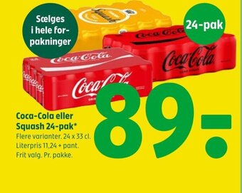 Coop 365 Coca-Cola eller Squash 24-pak* tilbud