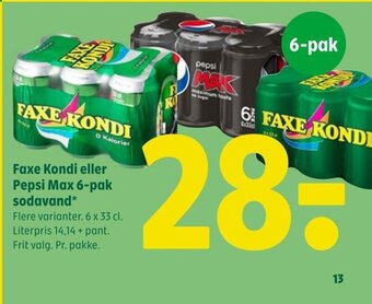 Coop 365 Faxe Kondi eller Pepsi Max 6-pak sodavand* tilbud