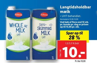 Lidl Langtidsholdbar mælk tilbud