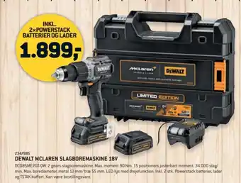 XL-BYG DEWALT MCLAREN SLAGBOREMASKINE 18V tilbud