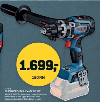 XL-BYG BOSCH BORE-/SKRUEMASKINE 18V tilbud
