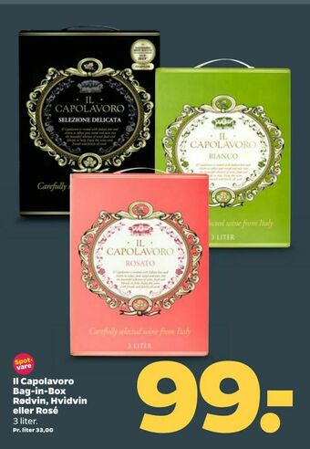 Netto Il Capolavoro Bag-in-Box Rødvin, Hvidvin eller Rosé tilbud