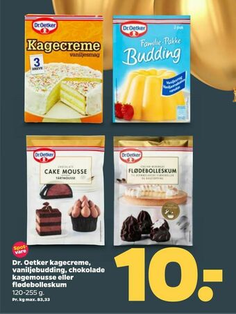 Netto Dr. Oetker kagecreme, vaniljebudding, chokolade kagemousse eller flødebolleskum tilbud