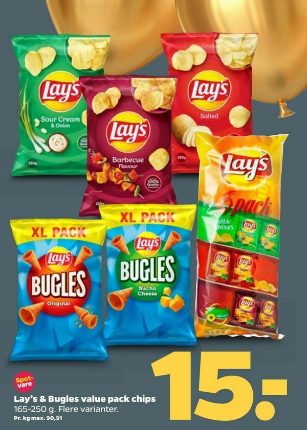 Lay's & Bugles value pack chips tilbud hos Netto