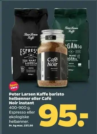 Netto Peter Larsen Kaffe baristo helbønner eller Café Noir instant tilbud