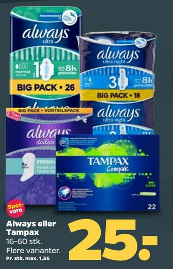 Netto Always eller Tampax tilbud