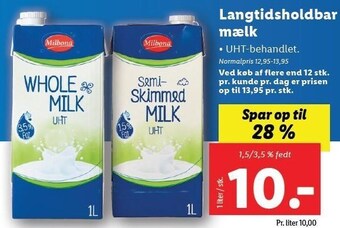 Lidl Milbona langtidsholdbar mælk tilbud