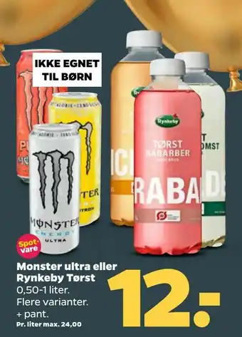 Netto Monster ultra eller Rynkeby Tørst tilbud