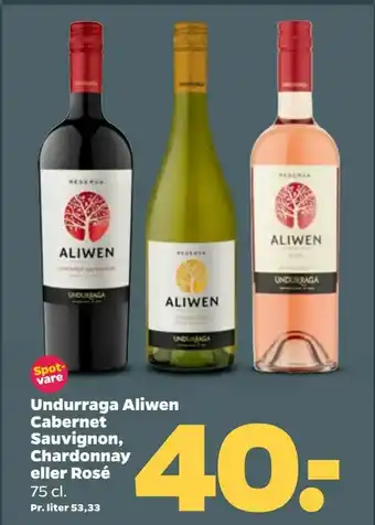 Netto Undurraga Aliwen Cabernet Sauvignon, Chardonnay eller Rosé tilbud
