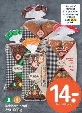 REMA 1000 Kohberg brød 390-1000 g tilbud