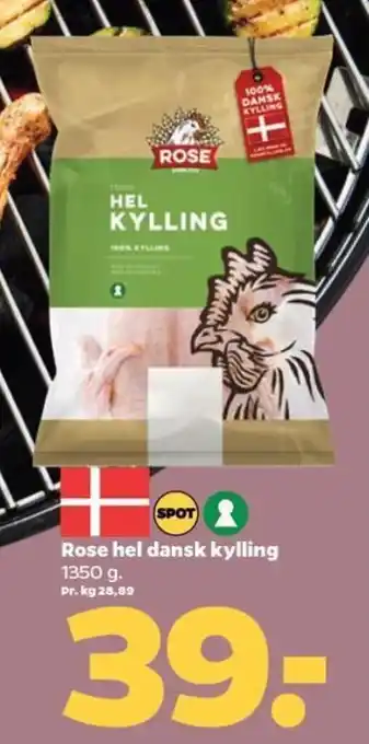 Netto Rose hel dansk kylling 1350 g tilbud
