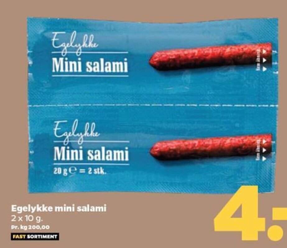 Egelykke mini salami 2 x 10 g. tilbud hos Netto