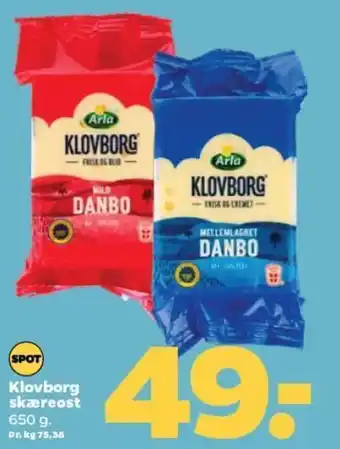 Netto Klovborg Skæreost 650g tilbud