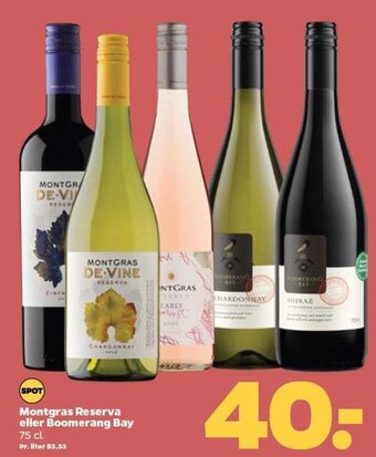 Netto Montgras Reserva eller Boomerang Bay 75 cl tilbud