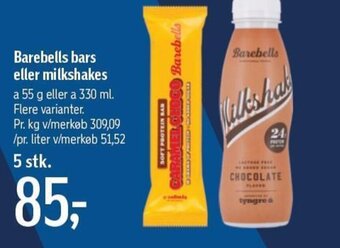 Føtex Barebells bars eller milkshakes tilbud
