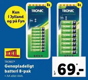 Lidl TRONIC® Genopladeligt batteri 8-pak tilbud