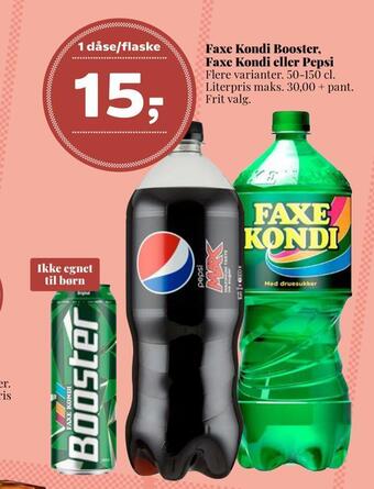 Dagli'Brugsen Faxe kondi booster, faxe kondi eller pepsi tilbud