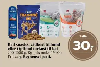 Brit snacks, vådkost til hund eller optimal tørkost til kat