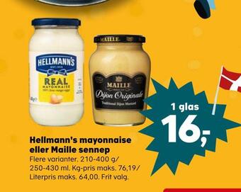 Kvickly Hellmann's mayonnaise eller maille sennep tilbud