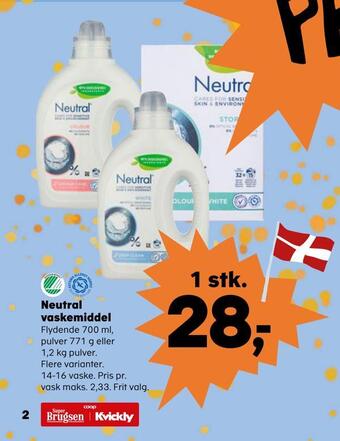 Kvickly Neutral vaskemiddel tilbud