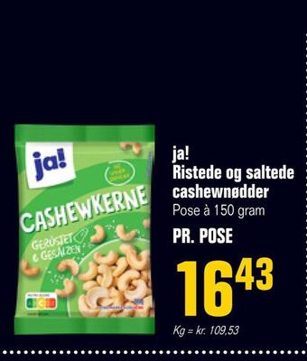 Poetzsch Padborg Ja! ristede og saltede cashewnødder tilbud