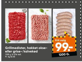 Grillmedister, hakket okse eller grise-/kalvekød