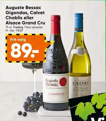 Bilka Auguste bessac gigondas, calvet chablis eller alsace grand cru tilbud