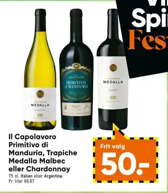 Bilka Il capolavoro primitivo di manduria, trapiche medalla malbec eller chardonnay tilbud
