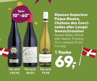 SuperBrugsen Ripasso superiore pagus bisano, chateau des coccinelles eller laugel gewurztraminer tilbud