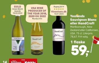 SuperBrugsen Yealands sauvignon blanc eller handcraft tilbud