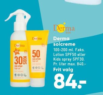 Bilka Derma solcreme tilbud
