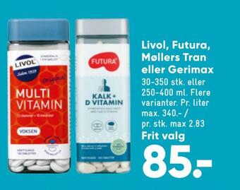 Bilka Livol, futura, møllers tran eller gerimax tilbud