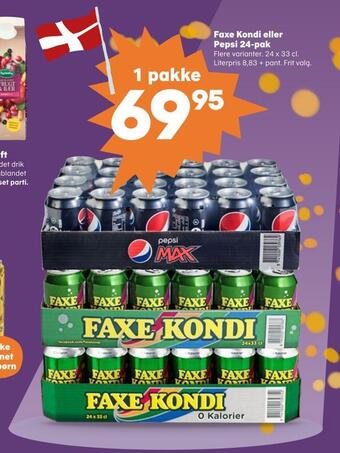 SuperBrugsen Faxe kondi eller pepsi 24-pak tilbud