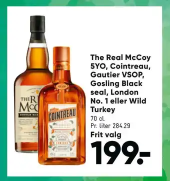 Bilka The real mccoy 5yo, cointreau, gautier vsop, gosling black seal, london no. 1 eller wild turkey tilbud