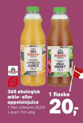 SuperBrugsen 365 økologisk æble- eller appelsinjuice tilbud