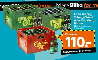 Bilka Grøn tuborg, tuborg classic eller carlsberg pilsner tilbud