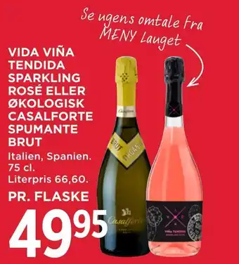 MENY Vida viña tendida sparkling rosé eller økologisk casalforte spumante brut tilbud