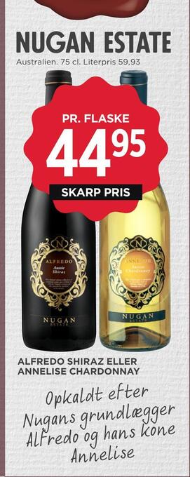 MENY Alfredo shiraz eller annelise chardonnay tilbud