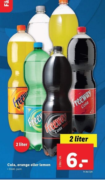 Lidl Cola, orange eller lemon 2 liter tilbud