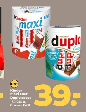 Netto Kinder maxi eller duplo cocos tilbud