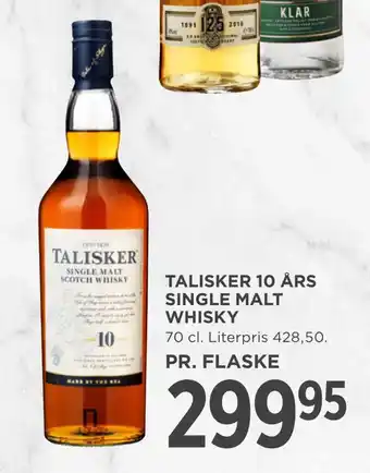 MENY Talisker 10 års single malt whisky tilbud