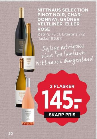 MENY Nittnaus selection pinot noir, chardonnay, grüner veltliner eller rosé tilbud